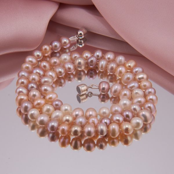 Multicolor natur Perlenkette oval